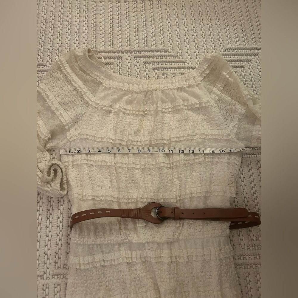 Candie’s Girl’s Sz L Cream Boho Retro Western Inspired Midi Dress W/ Brown Belt